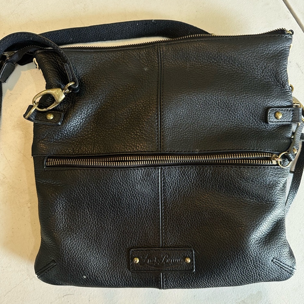 Black Leather Lucky Brand Crossbody Bag